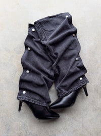 BLACK DENIM HEELS