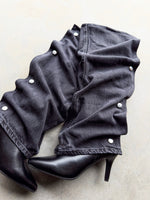 BLACK DENIM HEELS